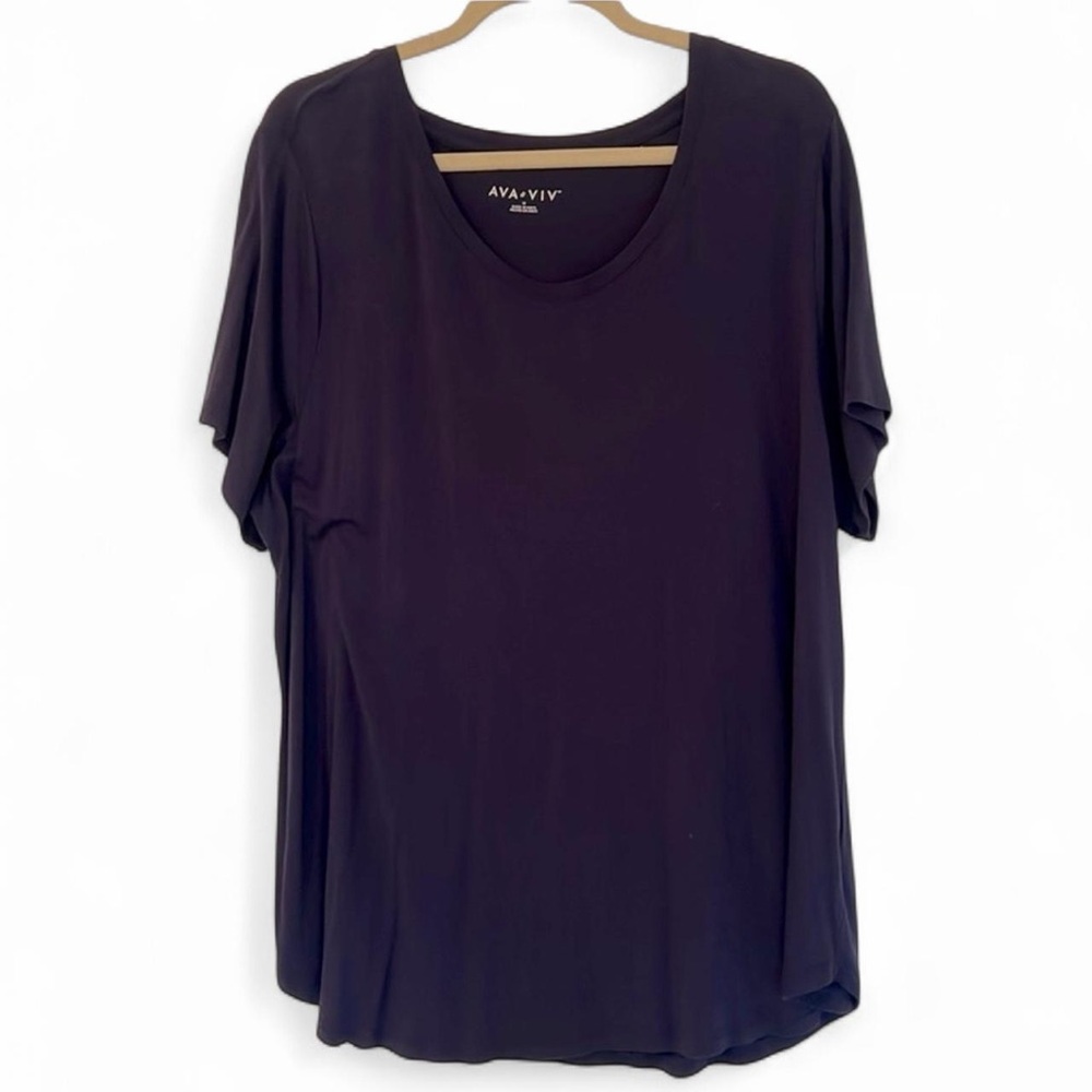 Ava & Viv Navy Scoop Neck Essential Tee 1X - Picture 3 of 9